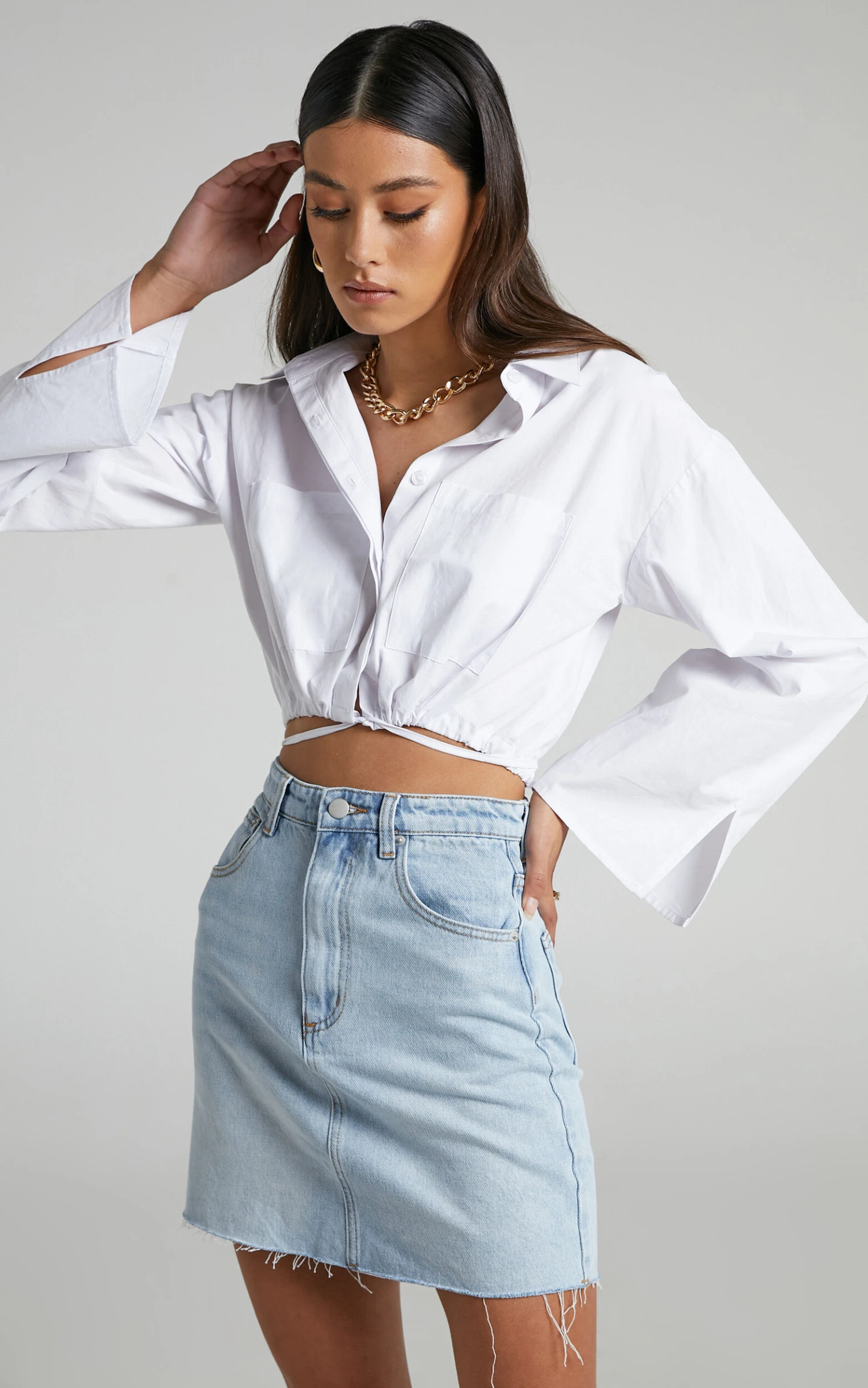 Showpo Ryllie Recycled Cotton Denim Mini Skirt In Sunday Blue 4 Showpo Ryllie Recycled Cotton Denim Mini Skirt In Sunday Blue - Image 4