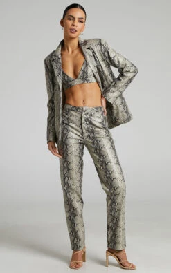 Showpo Tyanne Faux Leather Snake Print Blazer In Nude Snake 10 Showpo Tyanne Faux Leather Snake Print Blazer In Nude Snake -Showpo Women's Clothing Store 3 Tyanne Faux Leather Snake Print Blazer in Nude Snake 2528SO22060009012529 5