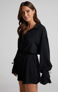 Showpo Wynter Waist Tie Shirt Dress In Black 10 Showpo Wynter Waist Tie Shirt Dress In Black -Showpo Women's Clothing Store 3 Wynter Waist Tie Shirt Dress in Black 2528SD21080014042529 4