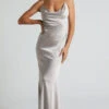 Showpo Lunaria Cowl Mermaid Maxi Slip Dress In Champagne