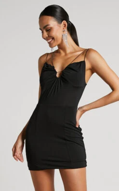 Showpo Benice Mini Dress - Slender Strap Mesh Bodice Dress In Black 12 Showpo Benice Mini Dress - Slender Strap Mesh Bodice Dress In Black -Showpo Women's Clothing Store 4 2