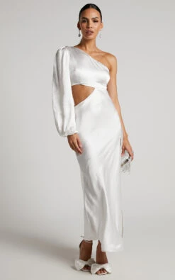 Showpo Arichie Maxi Dress - Cut Out One Shoulder Balloon Sleeve Dress In White 14 Showpo Arichie Maxi Dress - Cut Out One Shoulder Balloon Sleeve Dress In White -Showpo Women's Clothing Store 4 3