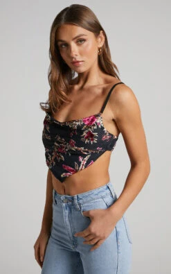 Showpo Jessell Top - Cowl Neck Bandana Cami In Black Floral 13 Showpo Jessell Top - Cowl Neck Bandana Cami In Black Floral -Showpo Women's Clothing Store 4JESSELL TOP COWL NECK BANDANA CAMI IN BLACK FLORAL