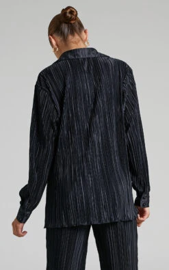 Showpo Beca Plisse Button Up Shirt In Black -Showpo Women's Clothing Store 4 Beca Plisse Button up Shirt in Black 2528ST21070043062529 3
