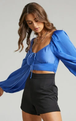 Showpo Delia Long Sleeve Blouse In Blue 14 Showpo Delia Long Sleeve Blouse In Blue -Showpo Women's Clothing Store 4 Delia Long Sleeve blouse in Blue 2528ST21100033032529 3