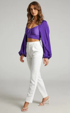 Showpo Delia Long Sleeve Blouse In Purple -Showpo Women's Clothing Store 4 Delia Long Sleeve blouse in Purple 2528ST21100033022529 5