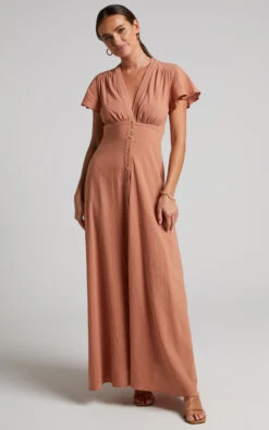 Showpo Elijah Empire Waist Button Down Maxi Dress In Rust 11 Showpo Elijah Empire Waist Button Down Maxi Dress In Rust -Showpo Women's Clothing Store 4 Elijah Empire Waist Button Down Maxi Dress in Rust 1