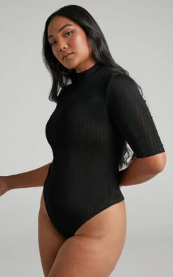 Showpo Kaimi 3/4 Sleeve High Neck Ribbed Bodysuit In Black 11 Showpo Kaimi 3/4 Sleeve High Neck Ribbed Bodysuit In Black -Showpo Women's Clothing Store 4 Kaimi High Neck Ribbed Bodysuit with 3 4 Sleeves in Black 2528ST22040063012529 6