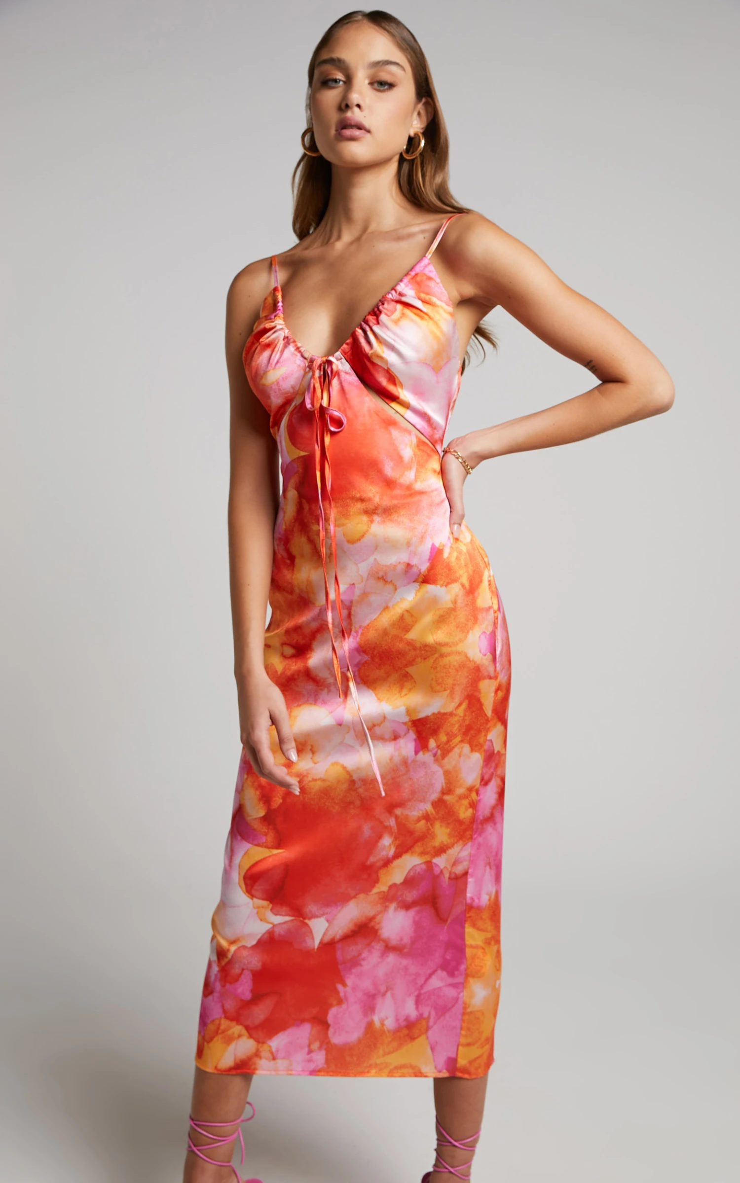 Showpo Kiararah Cut Out Midi Dress In Party Sunrise 5 Showpo Kiararah Cut Out Midi Dress In Party Sunrise - Image 5