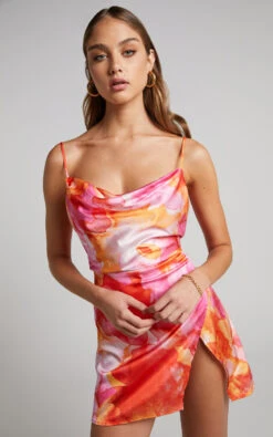 Showpo Kiararah Mini Dress - Split Cowl Neck Dress In Party Sunrise 11 Showpo Kiararah Mini Dress - Split Cowl Neck Dress In Party Sunrise -Showpo Women's Clothing Store 4 Kiararah Mini Dress in Party Sunrise 2528SD22050148012529 7
