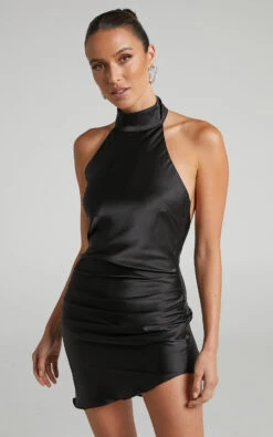 Showpo Kristelle Low Back Halter Mini Dress In Black -Showpo Women's Clothing Store 4 Kristelle Low Back Halter Mini Dress in Black 2528SD22020051032529 2