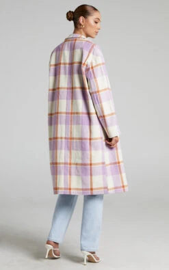 Showpo Mariam Double Breasted Coat In Purple Check -Showpo Women's Clothing Store 4 Mariam CHECK COATIGAN in Mariam Check 2528SO22020020012529 2