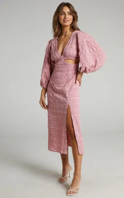 Showpo Tabatha Puff Sleeve Cut Out Midi Dress In Pink Check 13 Showpo Tabatha Puff Sleeve Cut Out Midi Dress In Pink Check -Showpo Women's Clothing Store 4 Tabatha Dress in Pink Check 2528SD21020068022529 3