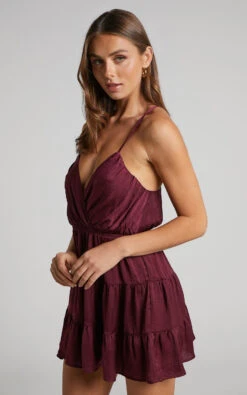 Showpo Rosina Y-Back Tiered Mini Dress In Plum 13 Showpo Rosina Y-Back Tiered Mini Dress In Plum -Showpo Women's Clothing Store 4 ROSINA Y BACK TIERED MINI DRESS IN PLUM 6