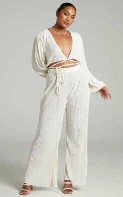 Showpo Crystal Plisse Cross Front Top In Cream -Showpo Women's Clothing Store 5.Crystal Plisse Cross Front Top in Cream 2528ST21120022022529 4