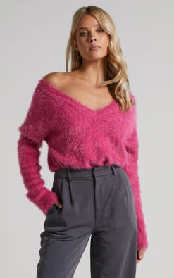 Showpo Ishani Oversized V Neck Sweater In Pink 14 Showpo Ishani Oversized V Neck Sweater In Pink -Showpo Women's Clothing Store 5Ishani Oversized V Neck Sweater in Pink 10