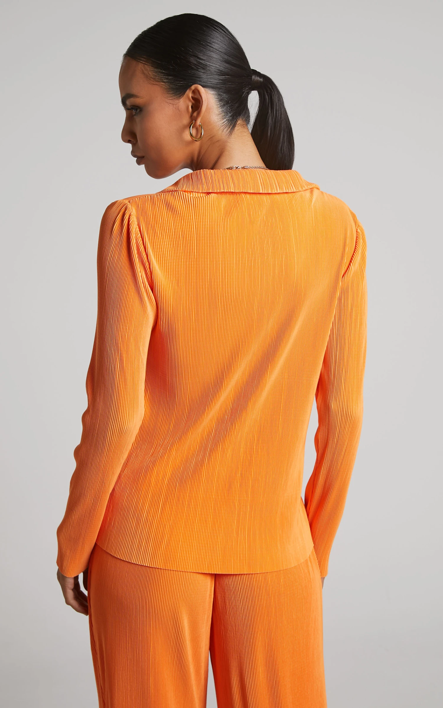 Showpo Amarante Blouse - Plisse Button Up Blouse In Orange 7 Showpo Amarante Blouse - Plisse Button Up Blouse In Orange - Image 7