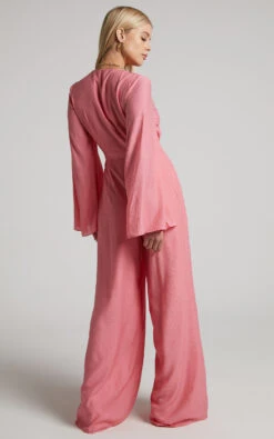 Showpo Dhalia Jumpsuit - Tie Front Long Sleeve Wide Leg Jumpsuit In Pink 12 Showpo Dhalia Jumpsuit - Tie Front Long Sleeve Wide Leg Jumpsuit In Pink -Showpo Women's Clothing Store 5 Dhalia Tie Front Jumpsuit in Pink 2528SP22100006012529 10
