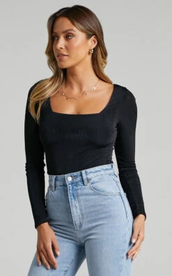 Showpo Eleonie Square Neck Ribbed Bodysuit In Black 14 Showpo Eleonie Square Neck Ribbed Bodysuit In Black -Showpo Women's Clothing Store 5 Eleonie Square Neck Ribbed Bodysuit in Black 2528ST21060038022529 5