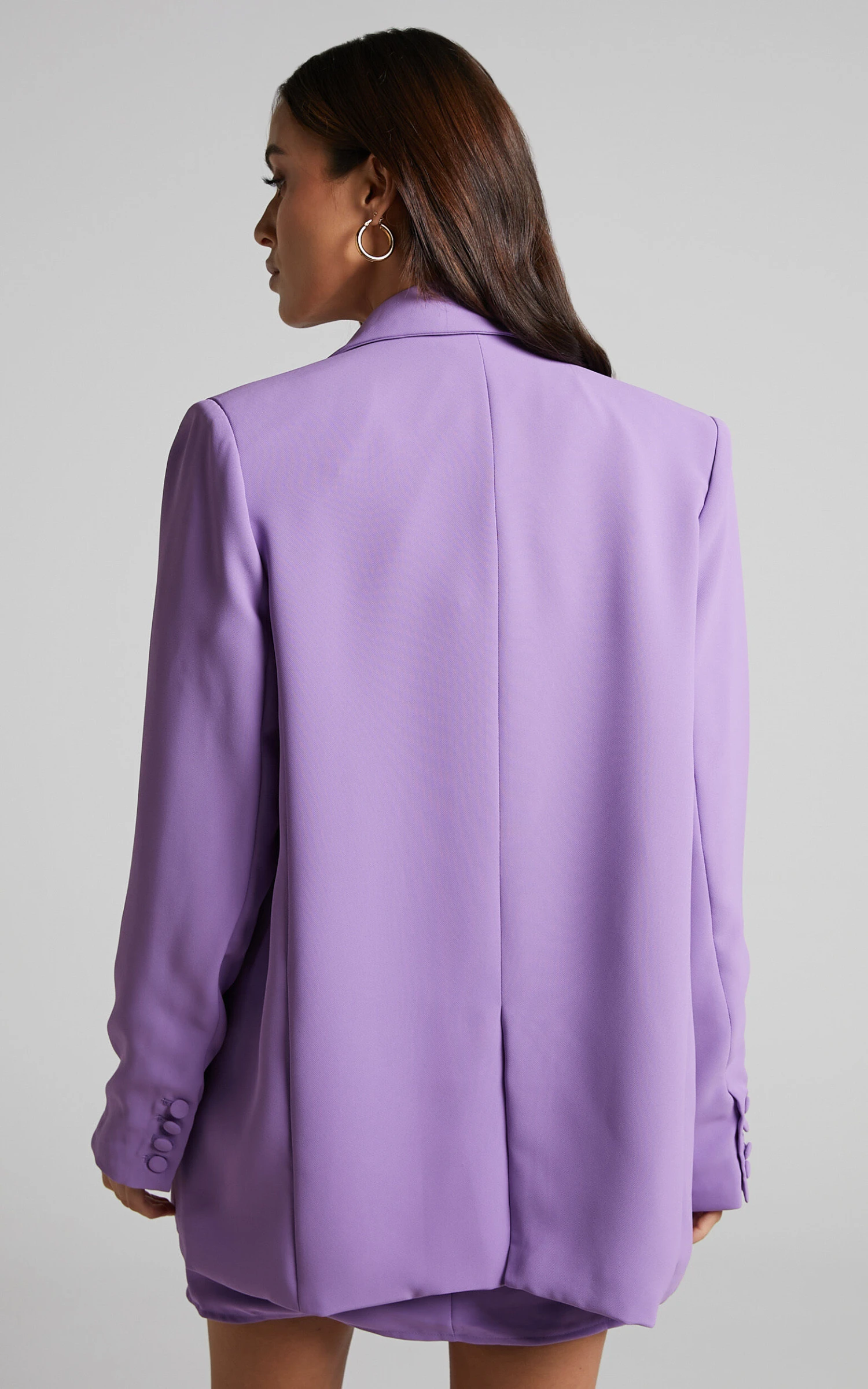 Showpo Michelle Oversized Plunge Neck Button Up Blazer In Purple - Image 5