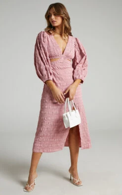Showpo Tabatha Puff Sleeve Cut Out Midi Dress In Pink Check 14 Showpo Tabatha Puff Sleeve Cut Out Midi Dress In Pink Check -Showpo Women's Clothing Store 5 Tabatha Dress in Pink Check 2528SD21020068022529 7
