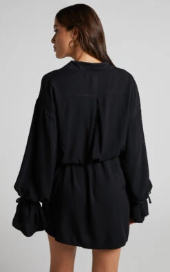 Showpo Wynter Waist Tie Shirt Dress In Black 12 Showpo Wynter Waist Tie Shirt Dress In Black -Showpo Women's Clothing Store 5 Wynter Waist Tie Shirt Dress in Black 2528SD21080014042529 6