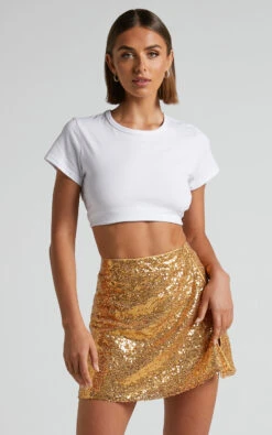 Showpo Elswyth Side Split Sequin Mini Skirt In Gold 14 Showpo Elswyth Side Split Sequin Mini Skirt In Gold -Showpo Women's Clothing Store 5 Elswyth Side Split Sequin Mini Skirt in Gold 8