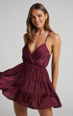 Showpo Rosina Y-Back Tiered Mini Dress In Plum 14 Showpo Rosina Y-Back Tiered Mini Dress In Plum -Showpo Women's Clothing Store 5 ROSINA Y BACK TIERED MINI DRESS IN PLUM 4
