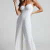 Showpo Claudilyn Jumpsuit - Sequin Bustier Bodice Wide Leg Jumpsuit In White