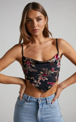 Showpo Jessell Top - Cowl Neck Bandana Cami In Black Floral 15 Showpo Jessell Top - Cowl Neck Bandana Cami In Black Floral -Showpo Women's Clothing Store 6JESSELL TOP COWL NECK BANDANA CAMI IN BLACK FLORAL