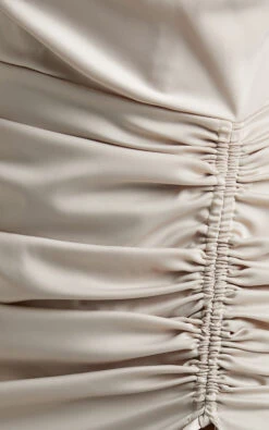 Showpo Lieselotte Midi Dress - Ruched Front Split Cowl Neck Satin Dress In Oyster -Showpo Women's Clothing Store 6 DEV Ruched Front Maxi Dress in Oyster 2528SD22050147072529 7