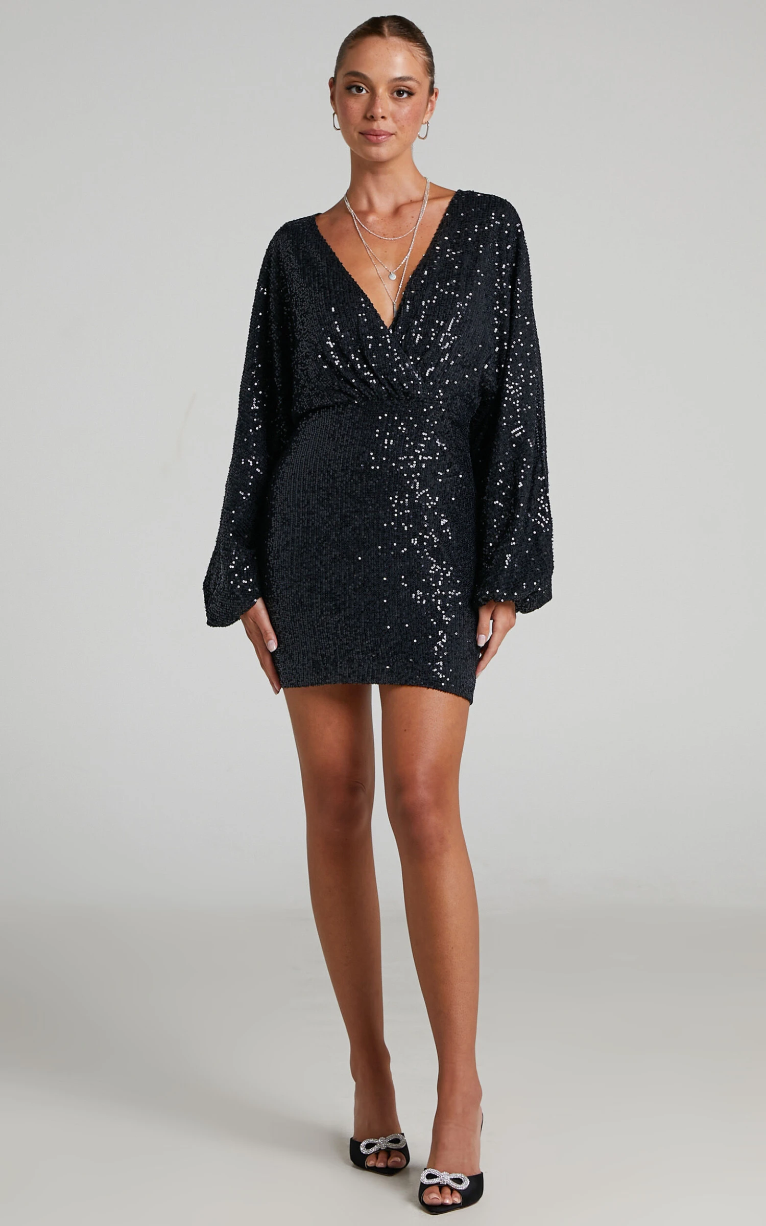 Showpo Erine Long Sleeve Sequin Dress In Black 7 Showpo Erine Long Sleeve Sequin Dress In Black - Image 7