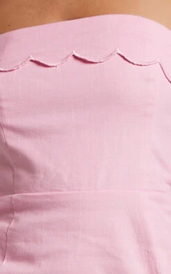 Showpo Annita Mini Dress - Scalloped Trim Strapless Dress In Pink -Showpo Women's Clothing Store 6 Fabric 2