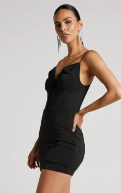 Showpo Benice Mini Dress - Slender Strap Mesh Bodice Dress In Black 15 Showpo Benice Mini Dress - Slender Strap Mesh Bodice Dress In Black -Showpo Women's Clothing Store 7 1