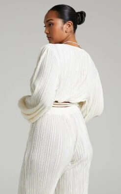 Showpo Crystal Plisse Cross Front Top In Cream -Showpo Women's Clothing Store 7.Crystal Plisse Cross Front Top in Cream 2528ST21120022022529 7