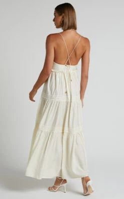 Showpo Ermengard Tiered Pin Tuck Cross Back Maxi Dress In Off White 17 Showpo Ermengard Tiered Pin Tuck Cross Back Maxi Dress In Off White -Showpo Women's Clothing Store 7Ermengard Tiered Pin Tuck Cross Back Maxi Dress in Off White 5