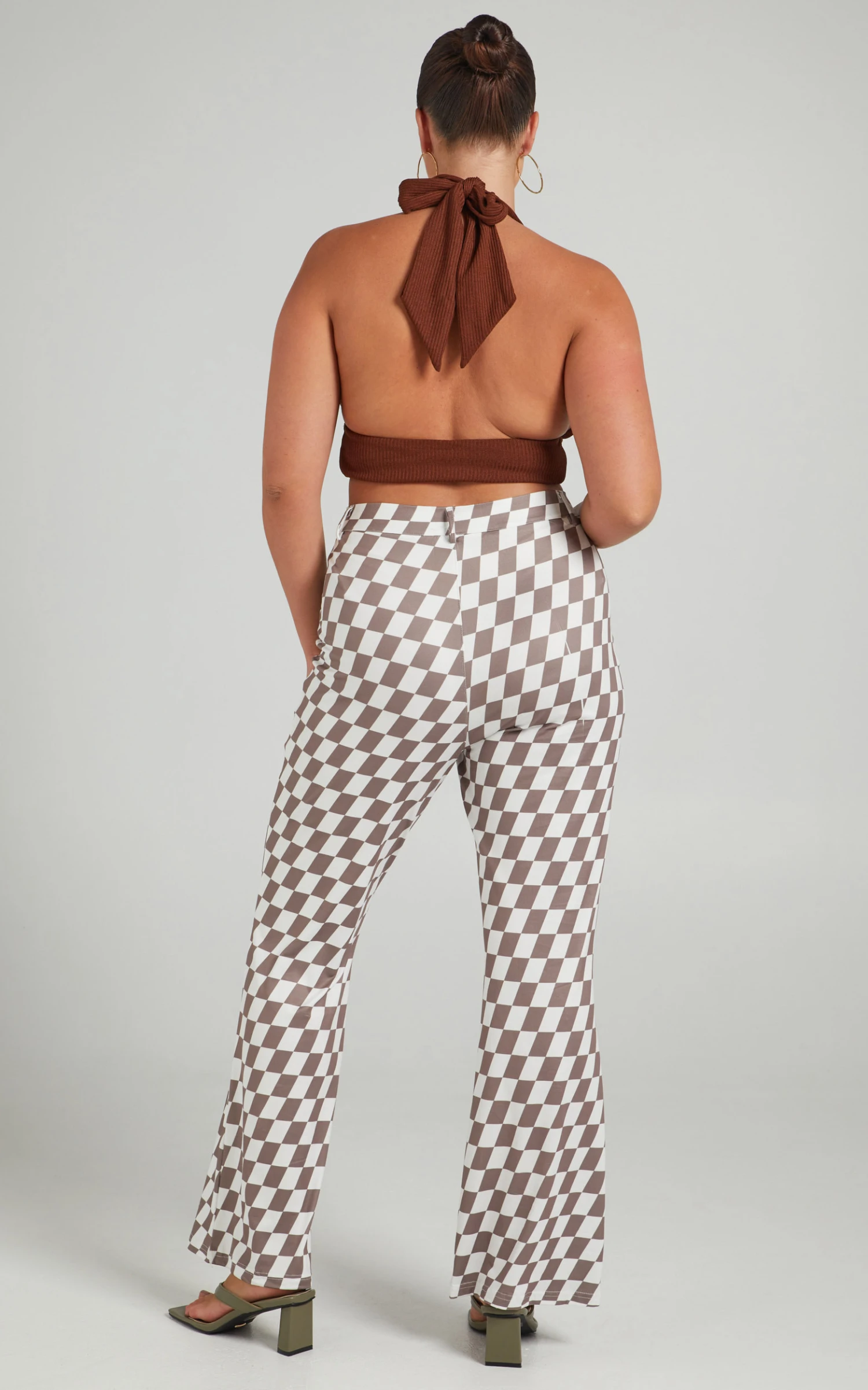Showpo Lenny Mid Rise Pants In Brown Check 8 Showpo Lenny Mid Rise Pants In Brown Check - Image 8