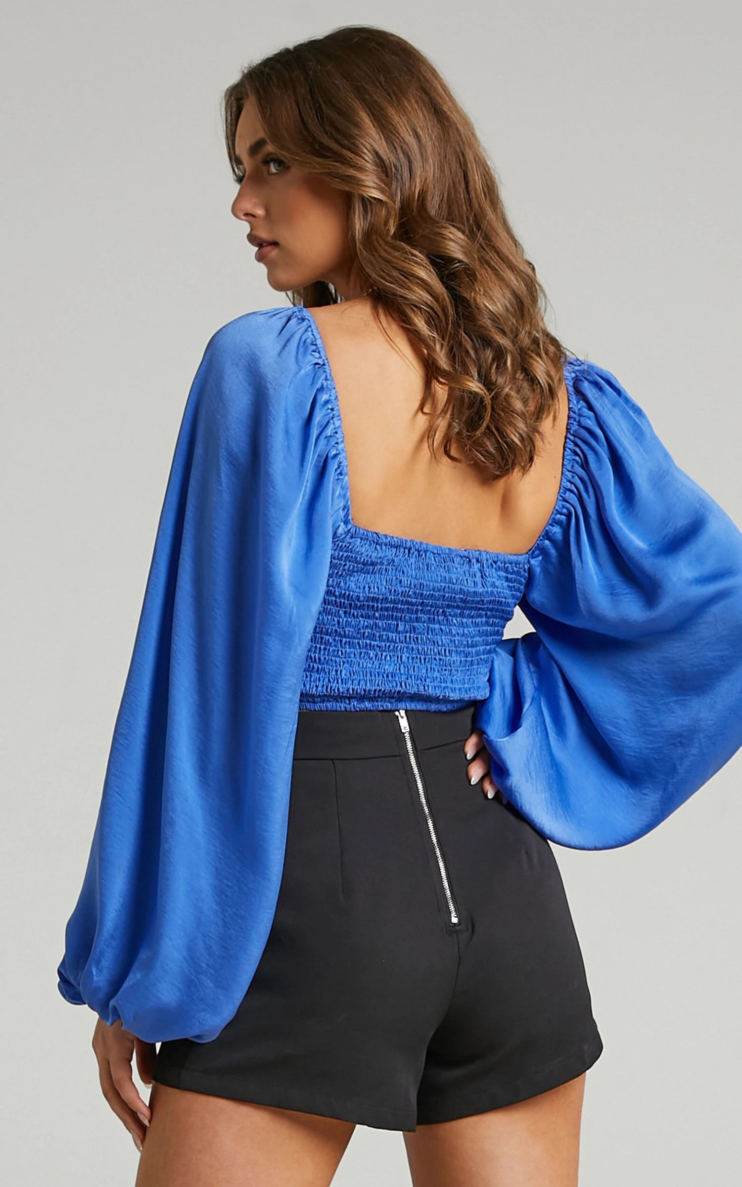 Showpo Delia Long Sleeve Blouse In Blue 8 Showpo Delia Long Sleeve Blouse In Blue - Image 8