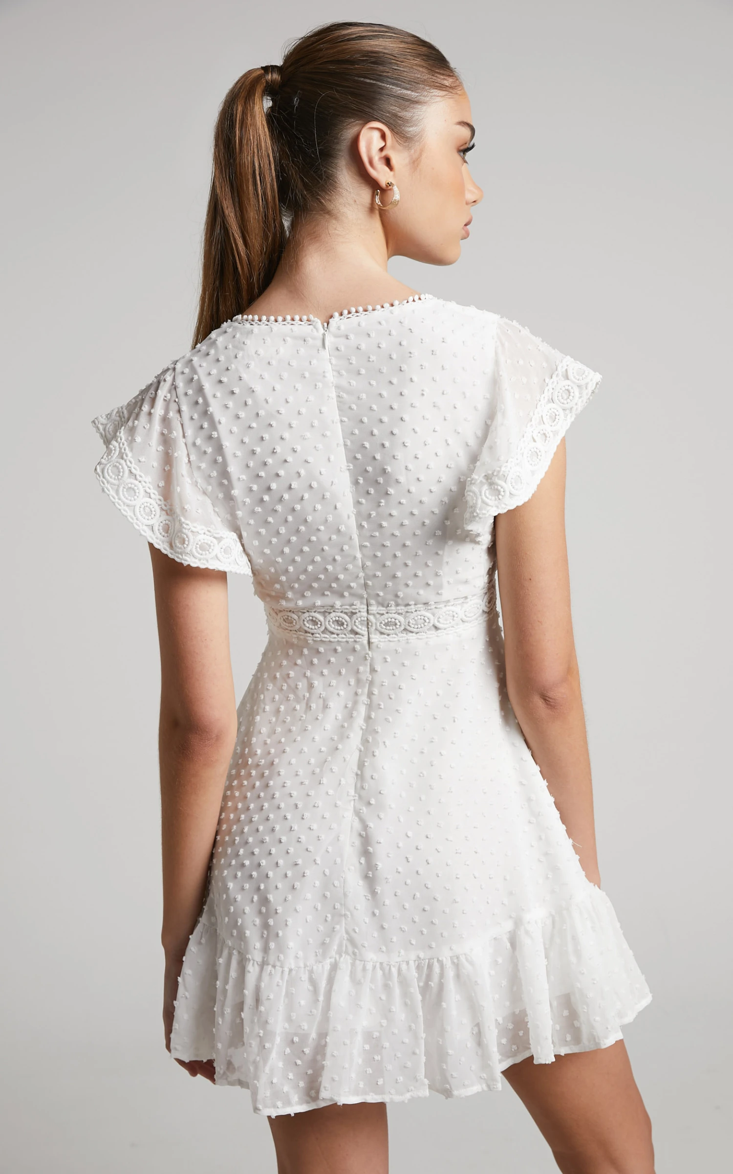 Showpo Once Upon A Daydream V Neck Mini Dress In White - Image 7