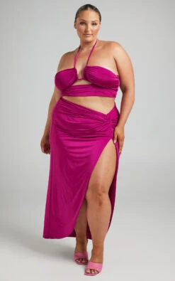 Showpo Forrest Halter Neck Top Twist Midi Skirt Two Piece Set In Berry 13 Showpo Forrest Halter Neck Top Twist Midi Skirt Two Piece Set In Berry -Showpo Women's Clothing Store 8.10.21 Riley x Lucy x Anthony14025