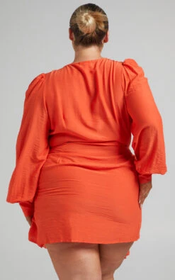 Showpo Bellefleur Faux Wrap Mini Dress In Orange 19 Showpo Bellefleur Faux Wrap Mini Dress In Orange -Showpo Women's Clothing Store 8.10.21 Riley x Lucy x Anthony14091