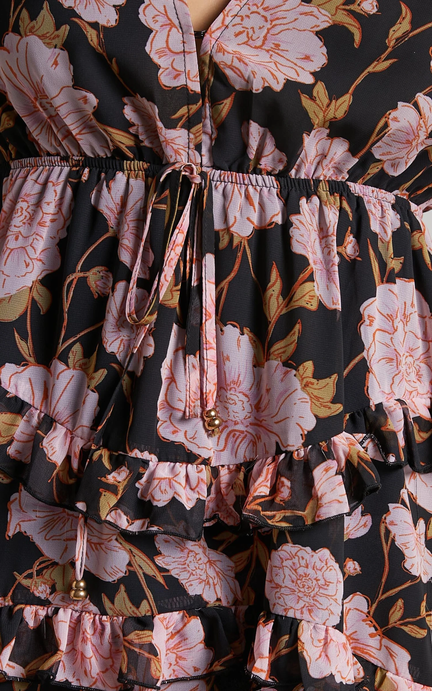 Showpo Haidy Long Sleeve Plunge Tiered Mini Dress In Romantic Floral 9 Showpo Haidy Long Sleeve Plunge Tiered Mini Dress In Romantic Floral - Image 9