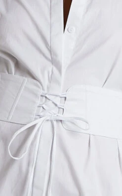Showpo Ichia Corset Mini Shirt Dress In White 20 Showpo Ichia Corset Mini Shirt Dress In White -Showpo Women's Clothing Store 8 Fabric