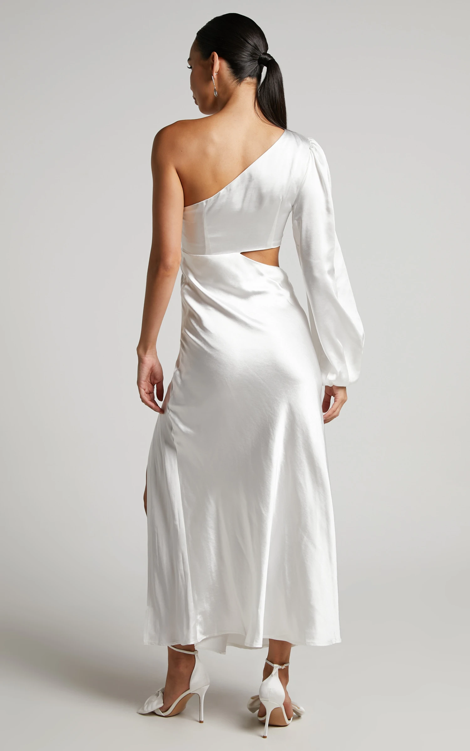 Showpo Arichie Maxi Dress - Cut Out One Shoulder Balloon Sleeve Dress In White 8 Showpo Arichie Maxi Dress - Cut Out One Shoulder Balloon Sleeve Dress In White - Image 8