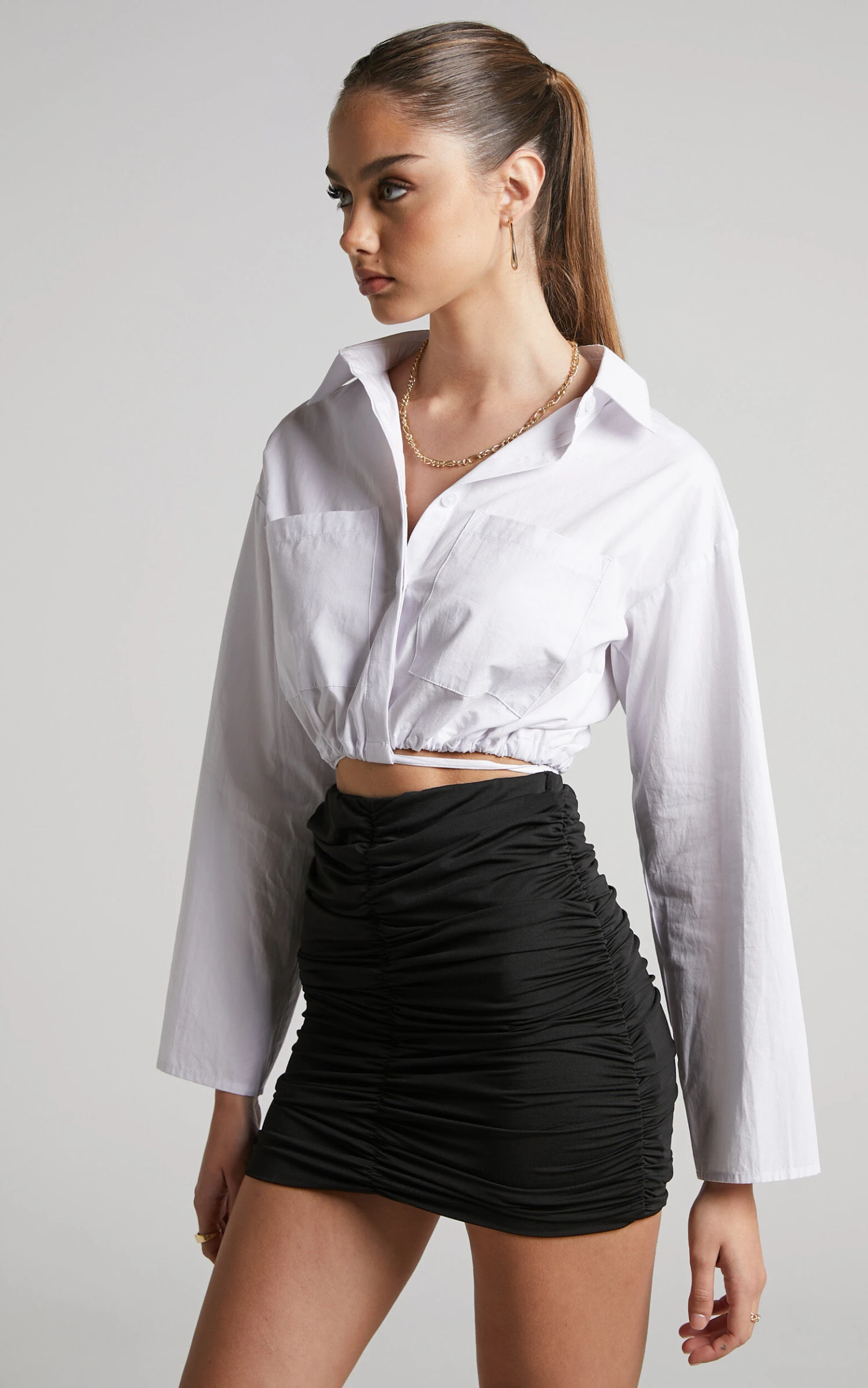 Showpo Ajisa Ruched Mini Skirt In Black 4 Showpo Ajisa Ruched Mini Skirt In Black - Image 4