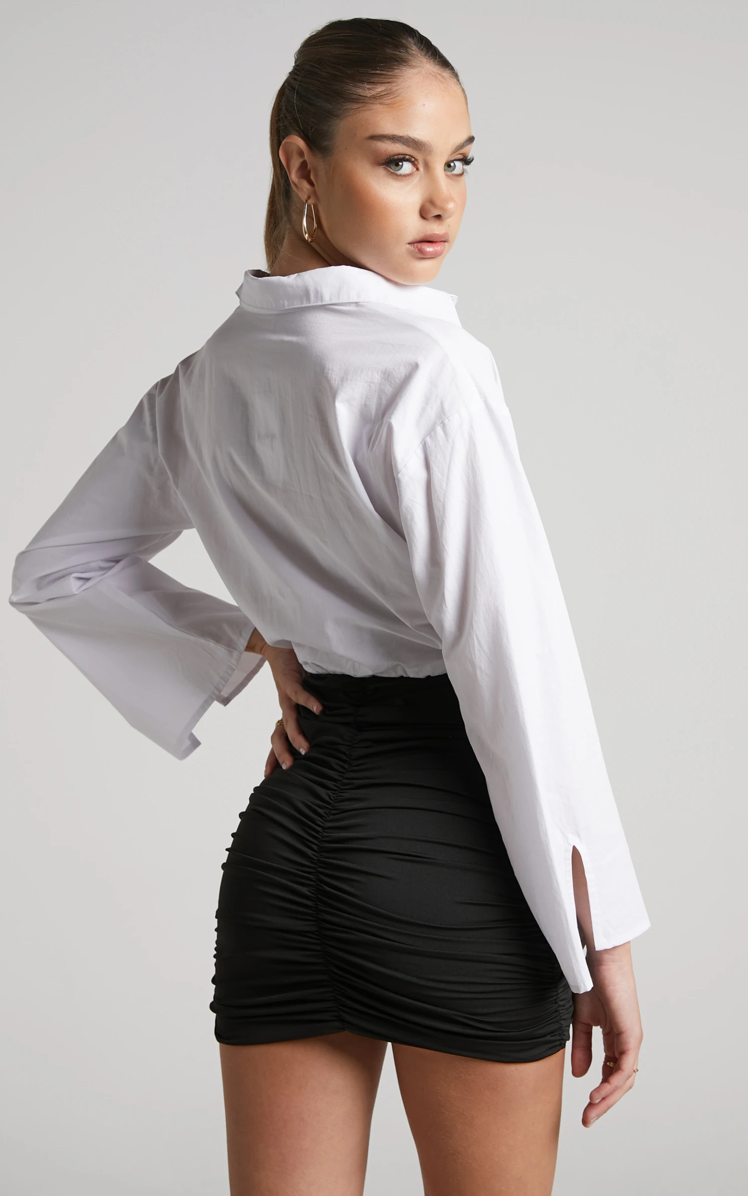 Showpo Ajisa Ruched Mini Skirt In Black 8 Showpo Ajisa Ruched Mini Skirt In Black - Image 8