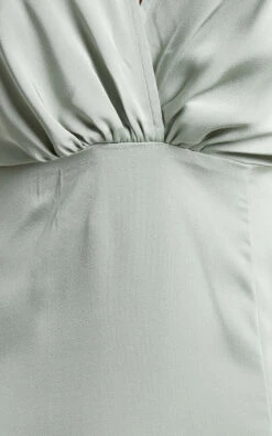 Showpo Azrael Maxi Dress - Angel Sleeve Thigh Split Plunge Neck Satin Dress In Sage -Showpo Women's Clothing Store AZRAEL S S maxi dress in Sage 2528SD22050110012529 7