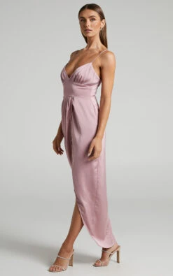 Showpo Azrael Maxi Dress - V Neck Satin Tulip Dress In Blush -Showpo Women's Clothing Store AZRAEL TULIP MAXI DRESS in Blush 2528SD22050109012529 2