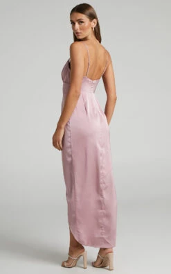 Showpo Azrael Maxi Dress - V Neck Satin Tulip Dress In Blush -Showpo Women's Clothing Store AZRAEL TULIP MAXI DRESS in Blush 2528SD22050109012529 4