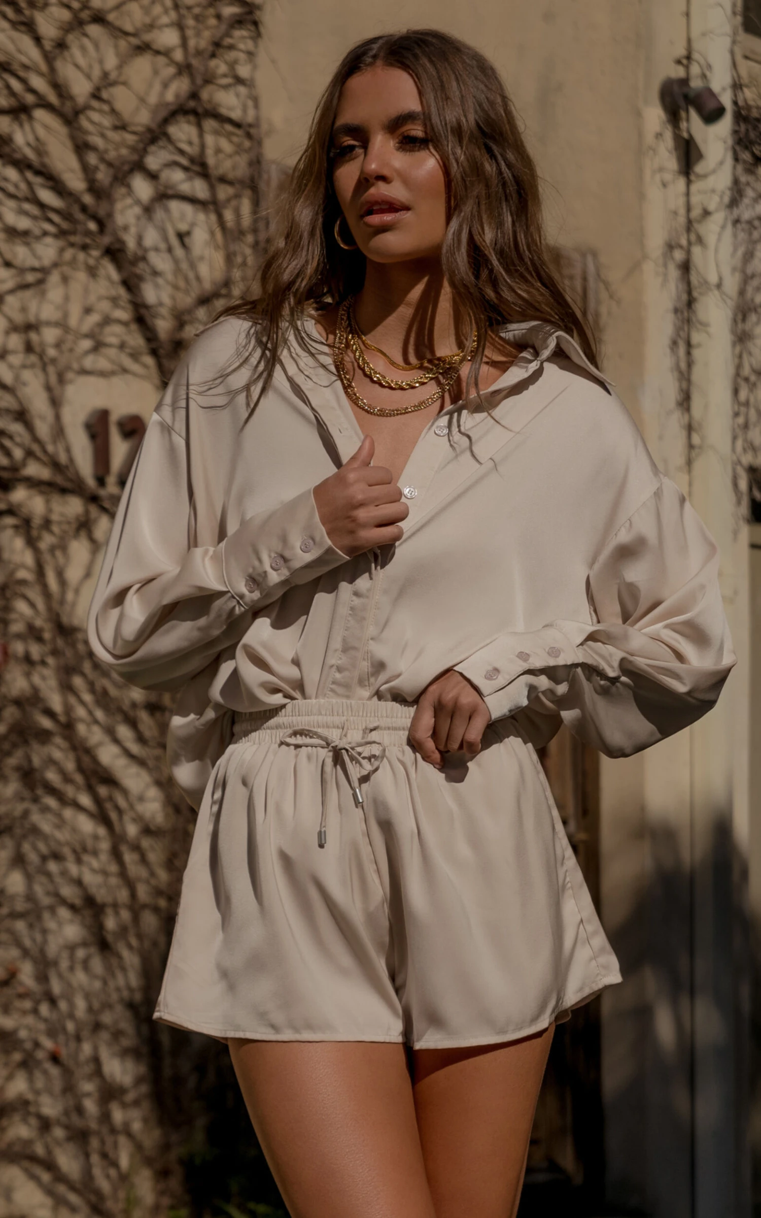 Showpo Azurine Shorts - Elastic Waist Satin Shorts In Oyster 6 Showpo Azurine Shorts - Elastic Waist Satin Shorts In Oyster - Image 6